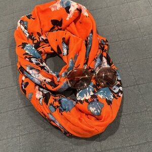 Worn once! Like new Orange Floral Bubble infinity Scarf